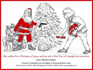 Funny Gun Related Christmas Pictures with Santa